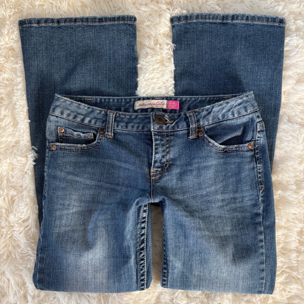 Aeropostale Cailey Skinny Flare Jeans Medium Wash Low Rise Size 5/6 Short